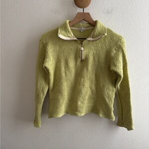 Donni. Waffle Knit Quarter Zip with Pearl